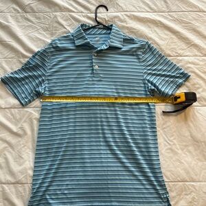 Southern Tide Aqua and Navy Striped Polo Shirt